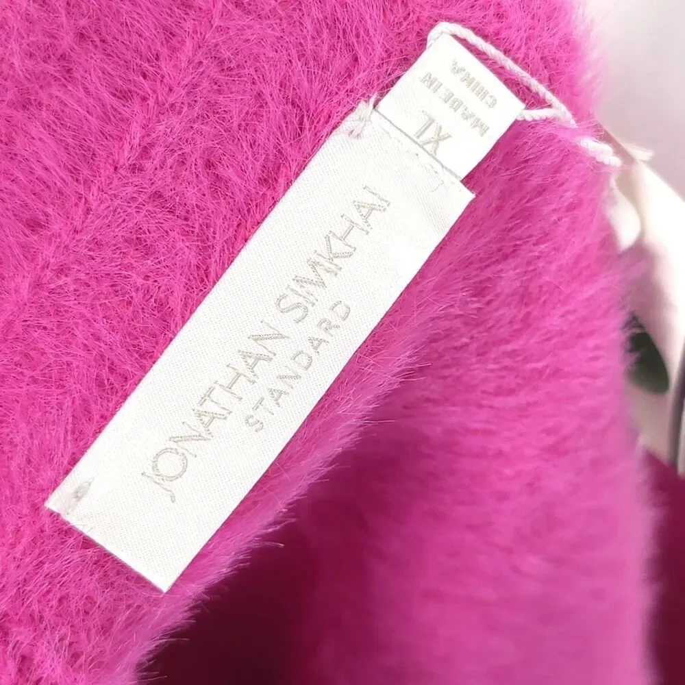 JONATHAN SIMKHAI Women's New XL Mini Skirt Hot Pink Barbie Fuzzy Soft Glam